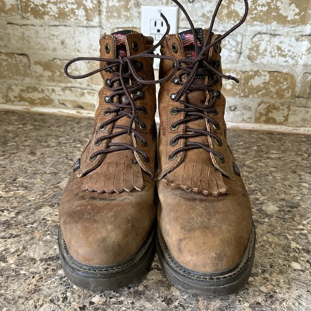 Justin Conductor Work Boot Double Comfort System Brown Style 0760 Sz 8.5 EEE